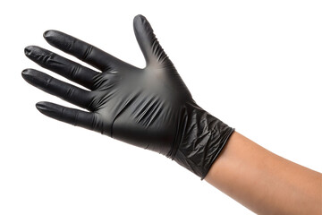 Fototapeta premium Black nitrile glove isolated on white or transparent background