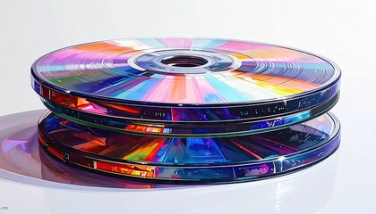 Colorful CDs stacked, vibrant hues