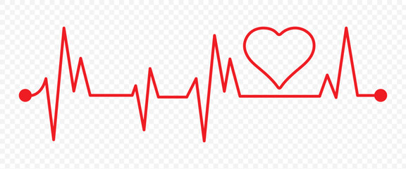 PrintRed heartbeat line icons on white background. Pulse Rate Monitor. Vector illustration.