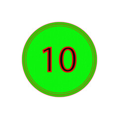 Bright green circle with number 10 inside