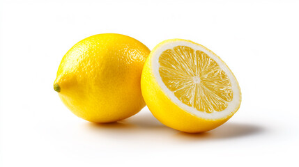 白背景に置かれた レモンとカットしたレモン