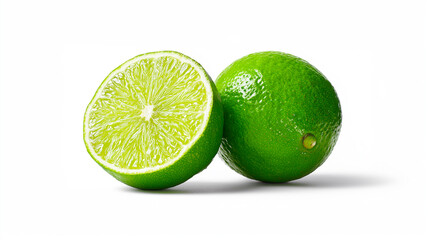 白背景に置かれたライムとカットしたライム