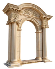 Fototapeta premium Classic antique gate with pillars or column arch isolated on white or transparent background