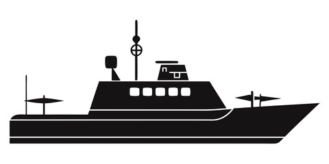 Obraz premium Missile boat black vector silhouette on white background