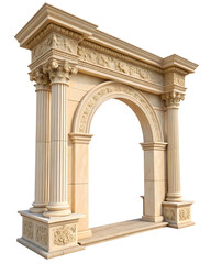 Classic antique gate with pillars or column arch isolated on white or transparent background