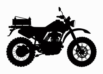 Fototapeta premium Tactical motorcycle black vector silhouette on white background