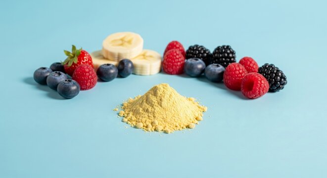 Maca's Radiant Powder: A Pastel Blue Still Life
