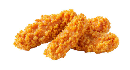 Crispy Breaded Chicken Tenders, Food Photography, Close Up, Delicious Snack, Golden Brown, Restaurant Menu, Fast Food, Appetizer, Junk Food, Meal, Cuisine, White Background, Isolated, High Resolu