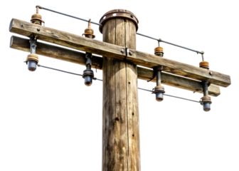 old wooden utility pole png image on transparent background