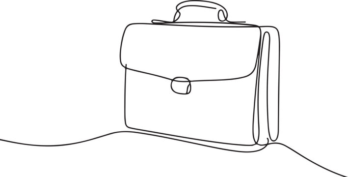 Minimalist Continuous Line Drawing of Business Briefcase with Handle and Strap