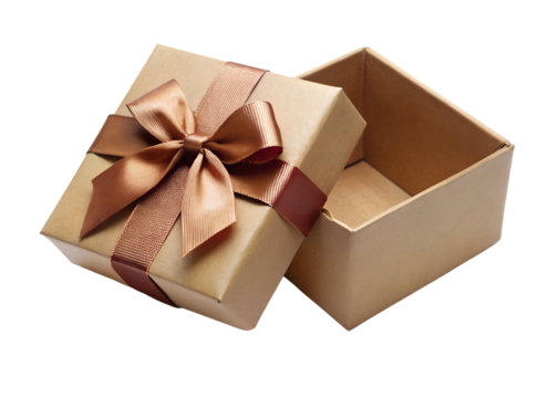 open craft gift box png image on transparent background - Powered by Adobe