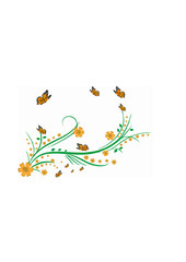Flower ornament with butterlies. vector illustration.ai
