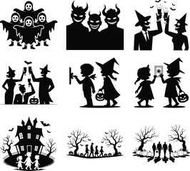 Fototapeta premium Halloween Party Trick-or-Treat Event Silhouette