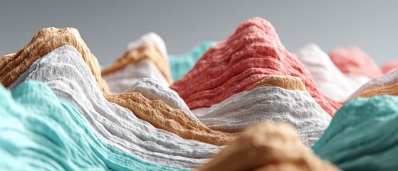 An abstract landscape of pastel colored fabric with detailed texture evokes a sense of soft hills and gentle undulating topography around.