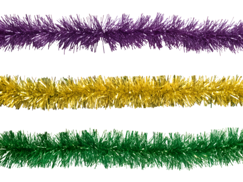 Collection set of Christmas tinsel isolated on white or transparent background