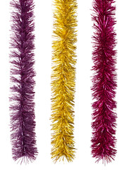 Collection set of Christmas tinsel isolated on white or transparent background