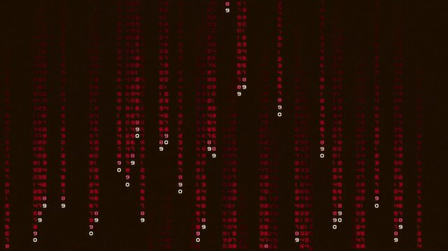 Abstract animation featuring a continuous stream of glowing numbers and code flowing down a screen, reminiscent of a computer program, hacking interface, or data analysis