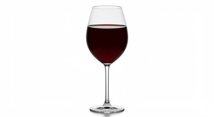 Elegant Red Wine Glass, Studio Shot on White Background: A High-Resolution Image Perfect for Wine Lists, Restaurant Menus, Advertising, and Websites.  This crisp, clean image showcases a half-fille...