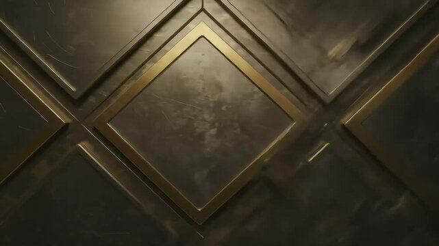 Dark geometric wall pattern with gold trim