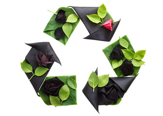 recycle symbol with leaf png image on transparent background