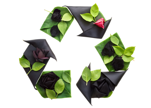 recycle symbol with leaf png image on transparent background