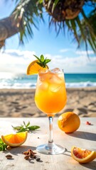 Tropical orange cocktail on beach