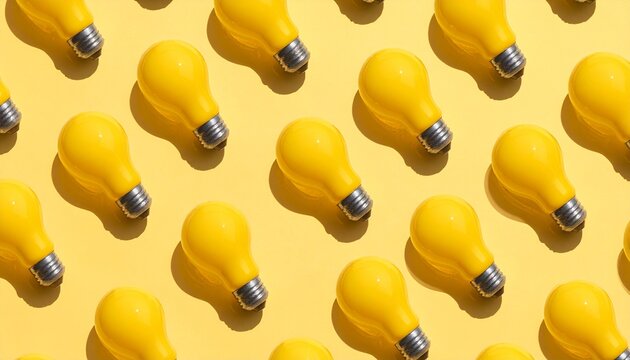 A bright yellow light bulb pattern on a matching background, symbolizing brilliant ideas, creativity, and new solutions.