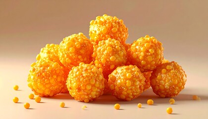 Pile of small, orange, textured spheres