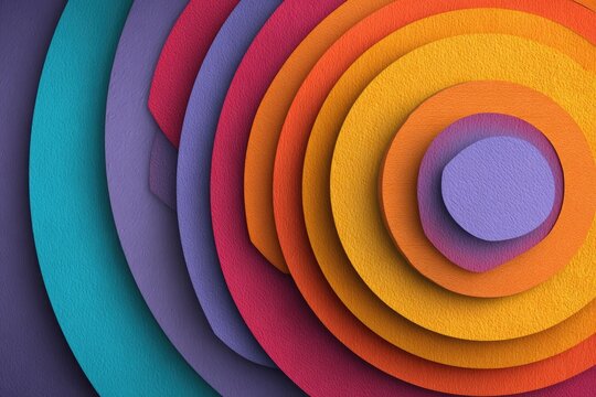 Overlapping colorful circles create a layered, textured effect
