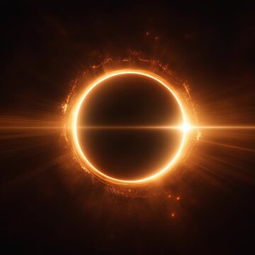 3d render of a total solar eclipse, with the sun at the center, vector illustration, octane rendering, orange glow, light rays.