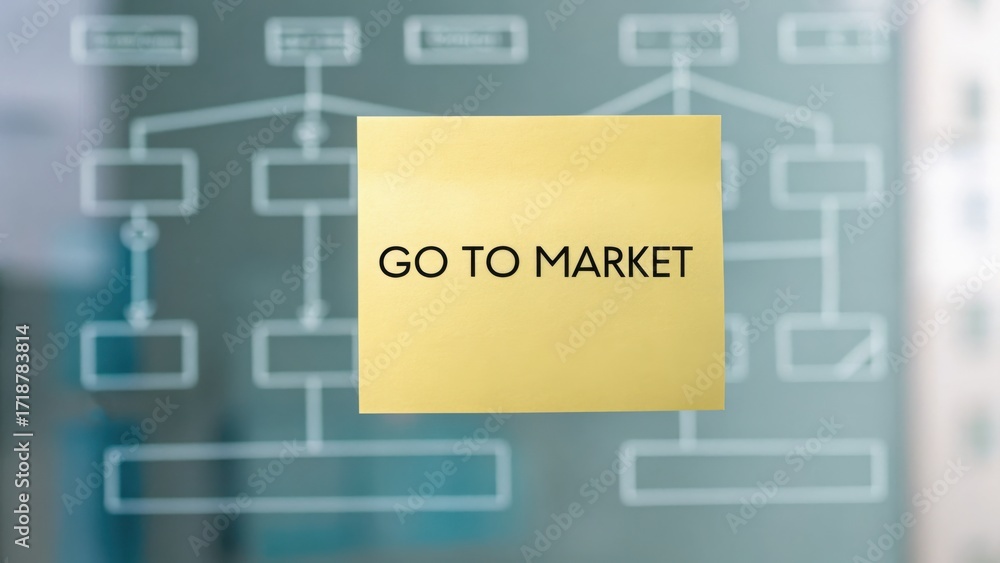 Poster startup success execution competition goals concept. sticky note with 