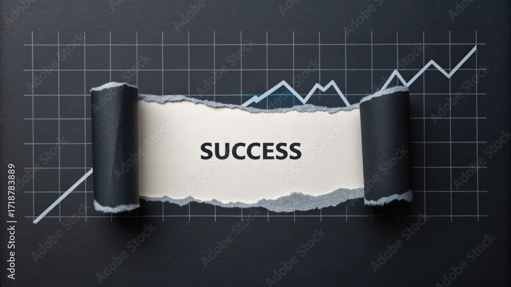 Aufkleber startup success execution competition goals concept. ripped paper with 