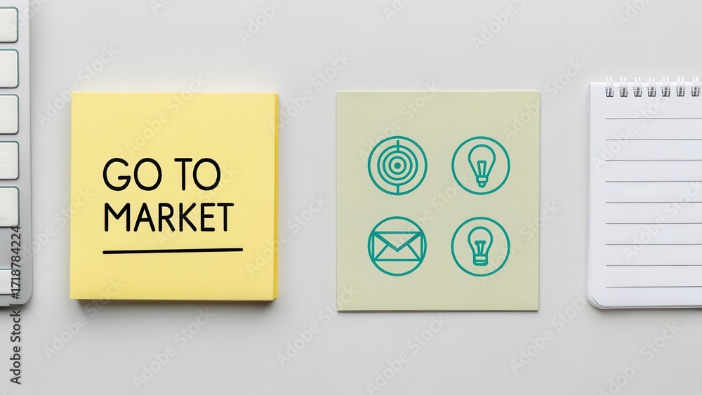 Aufkleber startup success execution competition goals concept. sticky note with 