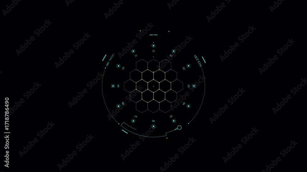 Poster abstract dark turtle shell hexagon pattern animation.