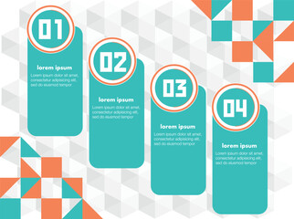 Modern infographic design with bright and dynamic geometric elements. Each slide features information in a minimalist style, utilizing vibrant orange, blue, and green colors to capture attention. 1