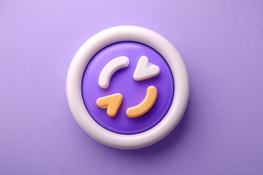 Pastel purple circular button with three-arrow recycle symbol - Powered by Adobe
