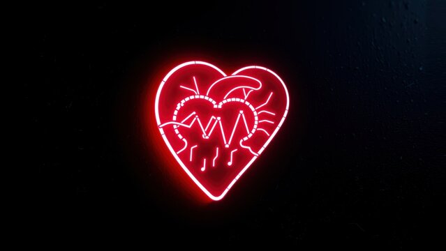 Pixel Heart Pulse, Neon Pulse Icon, Abstract Energy Heart, Surreal Heart Design, Pulsating Heart Icon