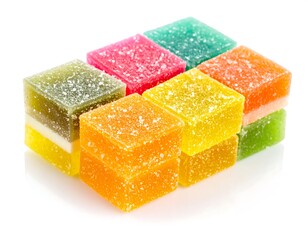 Colorful, cubed fruit-flavored jellies