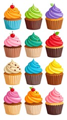Colorful cupcake collection