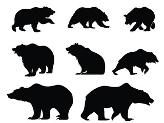 Vector bear silhouette, symbol stock market downturn on transparent background

