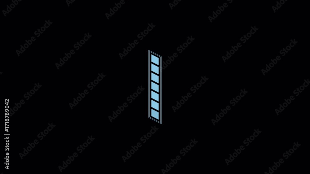 Poster abstract digital art of a vertical light array on black background.