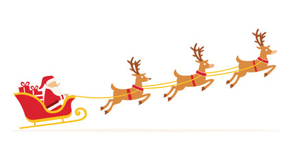 Santa claus with reindeer and gifts. Christmas season. Vector illustration

