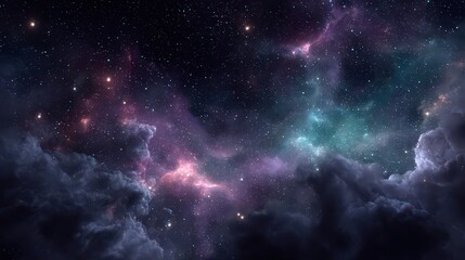 Vast Starry Nebula With Colorful Clouds