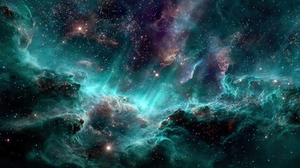 Vast Nebula With Multicolored Stars And Nebulous Clouds