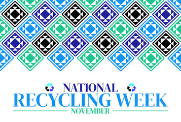 National recycling week november banner template with diamond pattern design