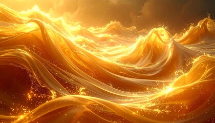Golden, flowing waves of light
