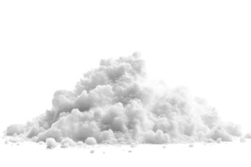 Pile of white powder isolated on transparent background. Pile of white snow isolated on white background.