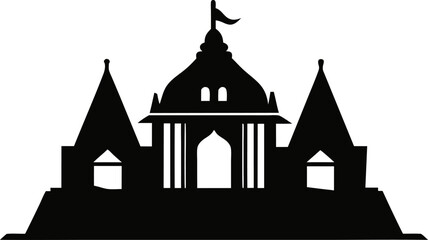 Stylish Kedarnath Temple Silhouette Vector Illustration