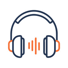Vector art of headphone with sound wave for music and podcast