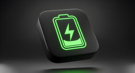 Glowing Battery Icon Symbol of Energy, Power, and Technological Advancement